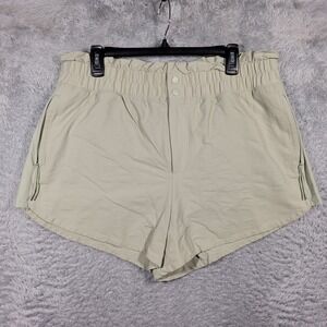 FLX Womens XL High Waist Pull On Lined Shorts Khaki Athletic Activewear